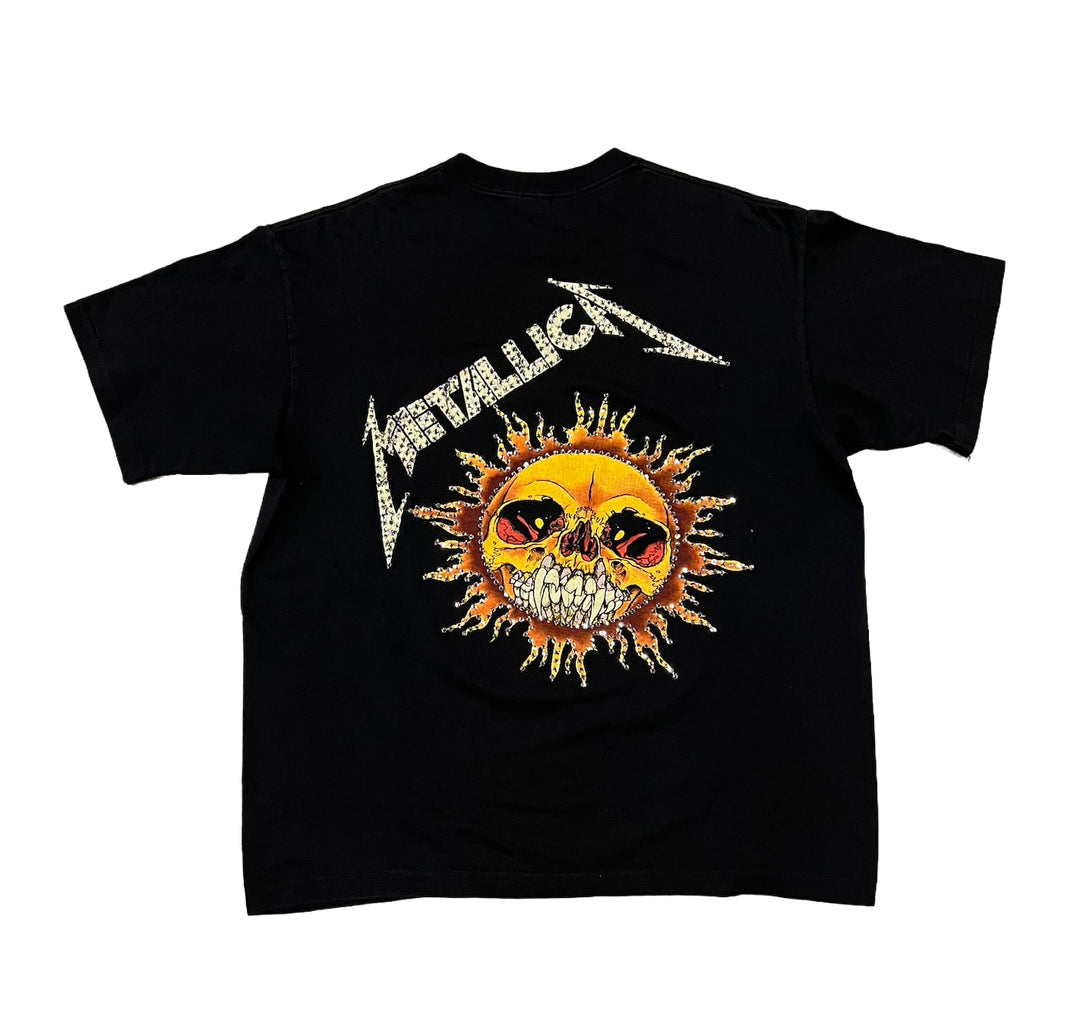 Metallica 'Flaming Skull' Rhinestone Vintage Tee