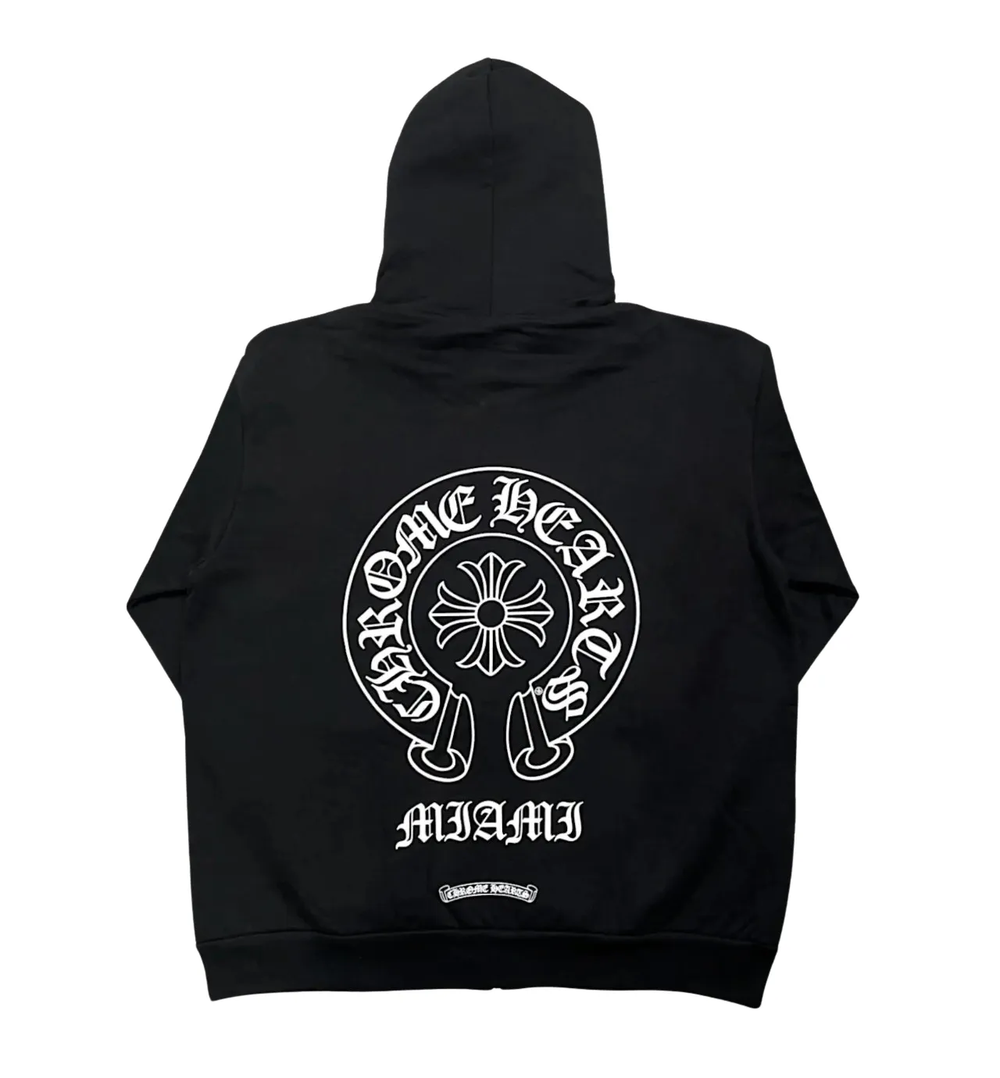 Chrome Hearts 'Miami Exclusive' Horseshoe Black Zip-Up Hoodie