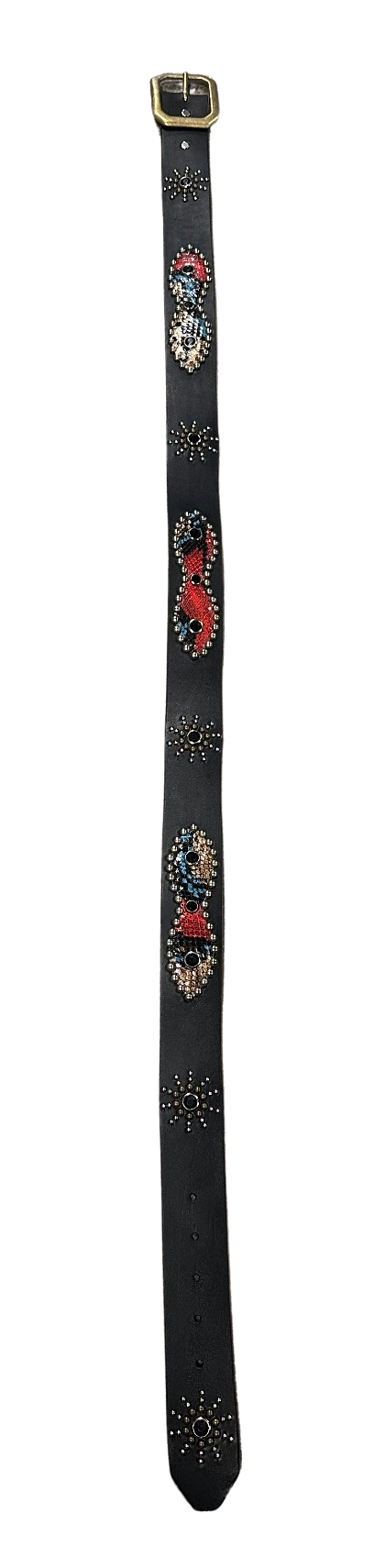 Studded 'Red/Blue Snakeskin' Black Belt