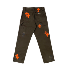 Chrome Hearts 'Brown' Orange Leather Cross Patch Carpenter Pants