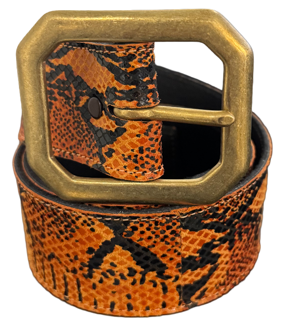 Orange Felt Snakeskin Belt