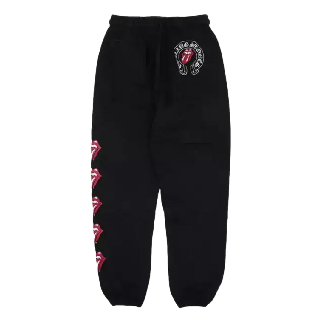 Chrome Hearts 'Rolling Stones' Embroidered Logo Black Sweatpants