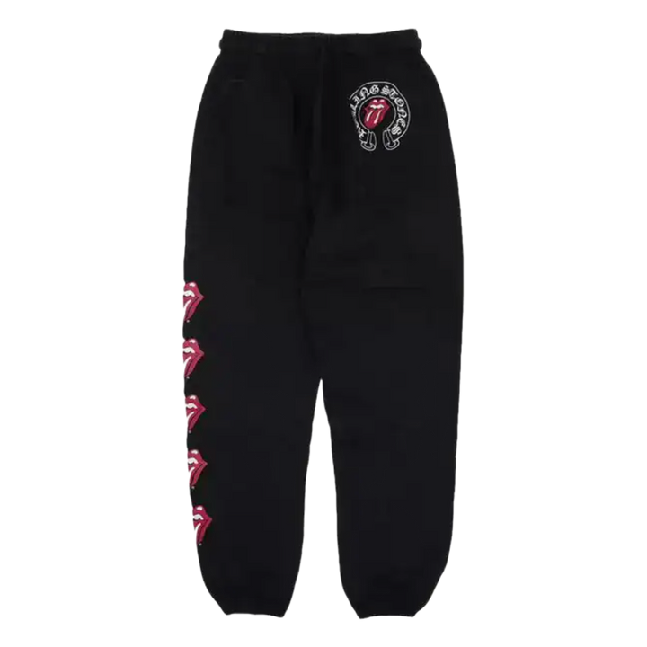 Chrome Hearts 'Rolling Stones' Embroidered Logo Black Sweatpants