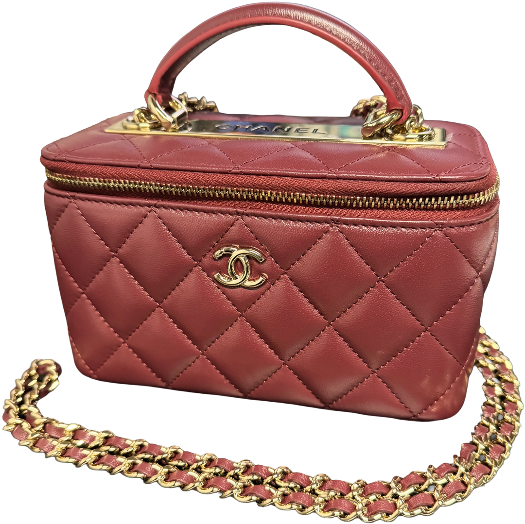 Chanel 'Burgundy' Quilted Lambskin Vanity Case