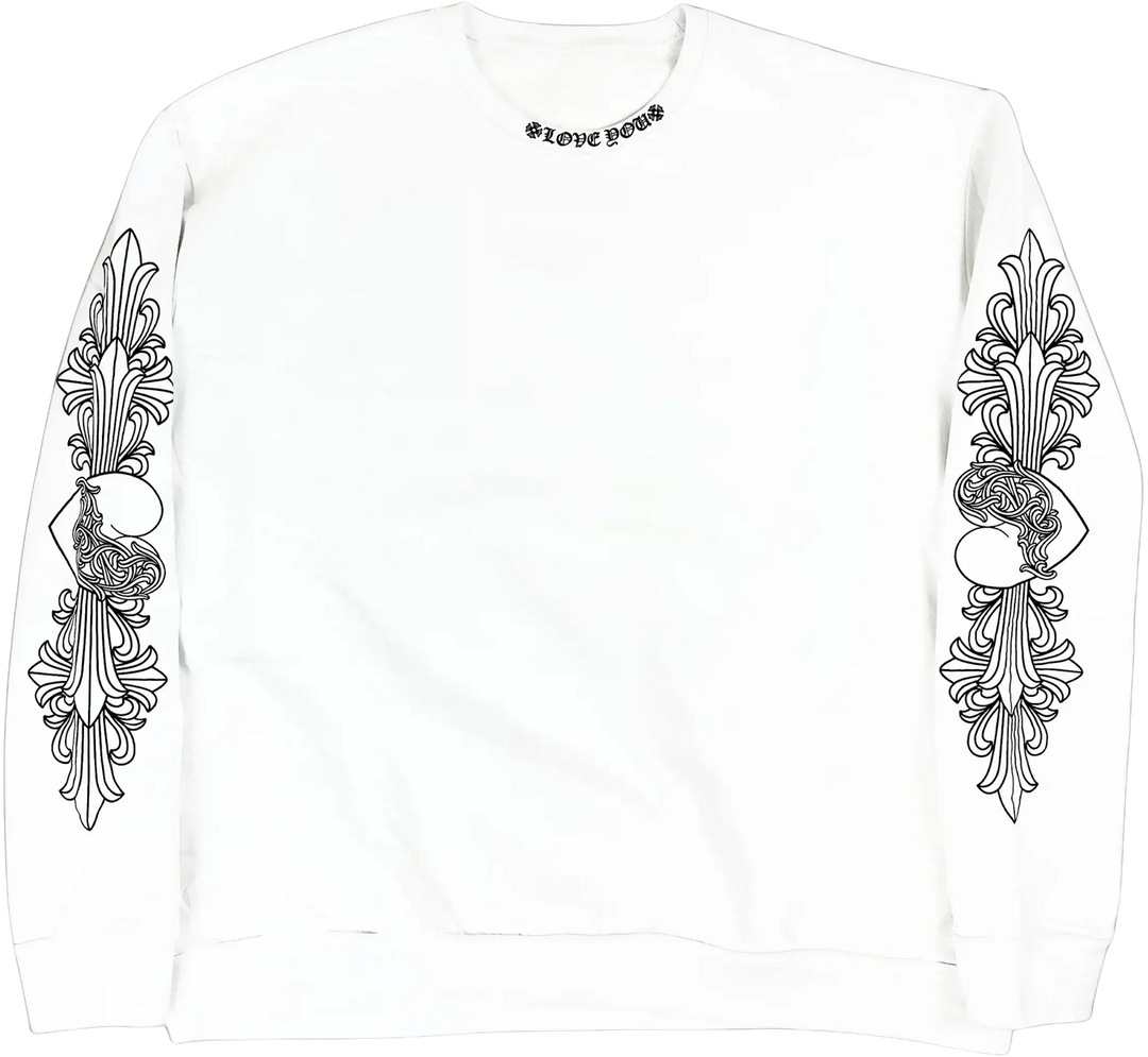 Chrome Hearts 'Love You' Floral Heart White Crewneck