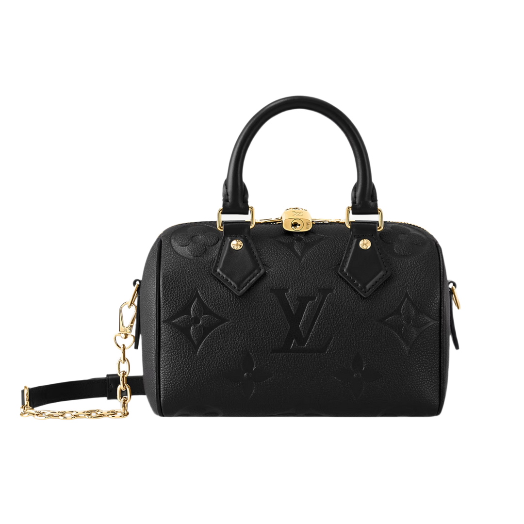 Louis Vuitton Speedy Black Leather Bandoulière 20