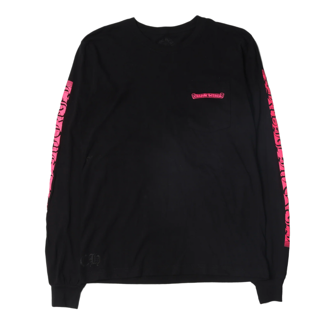 Chrome Hearts 'Pink Vertical Logo' Longsleeve Tee