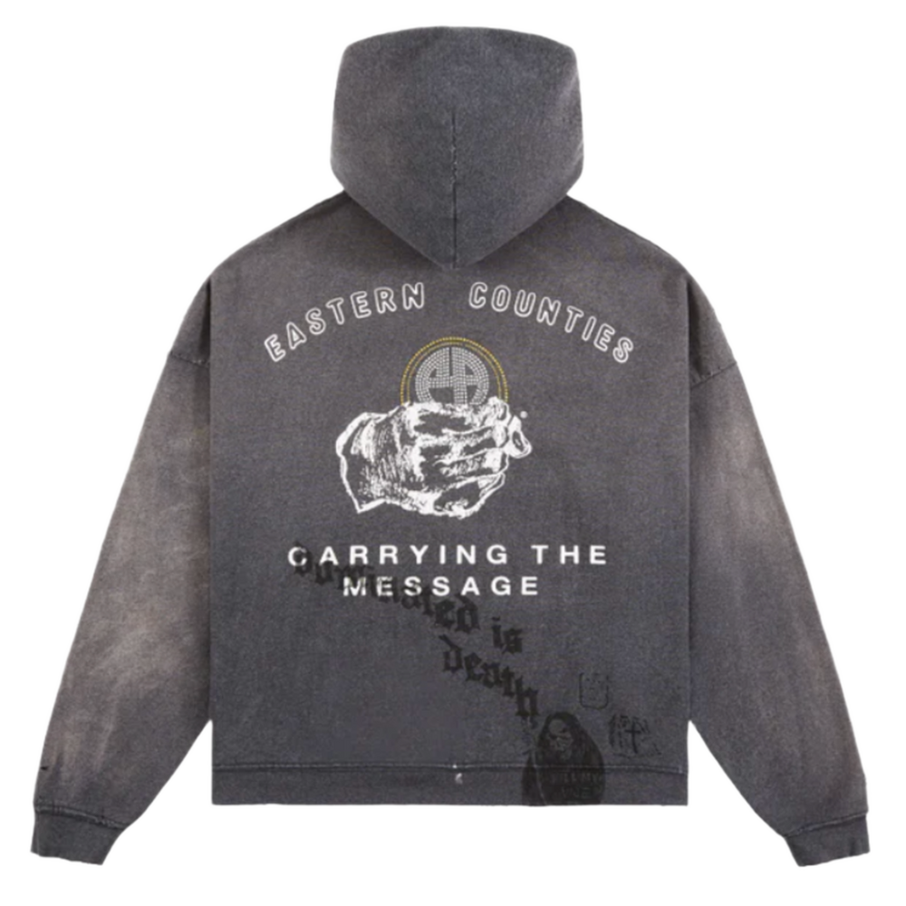 Paly Hollywood Carrying The Message Zip Up Hoodie Dark Grey