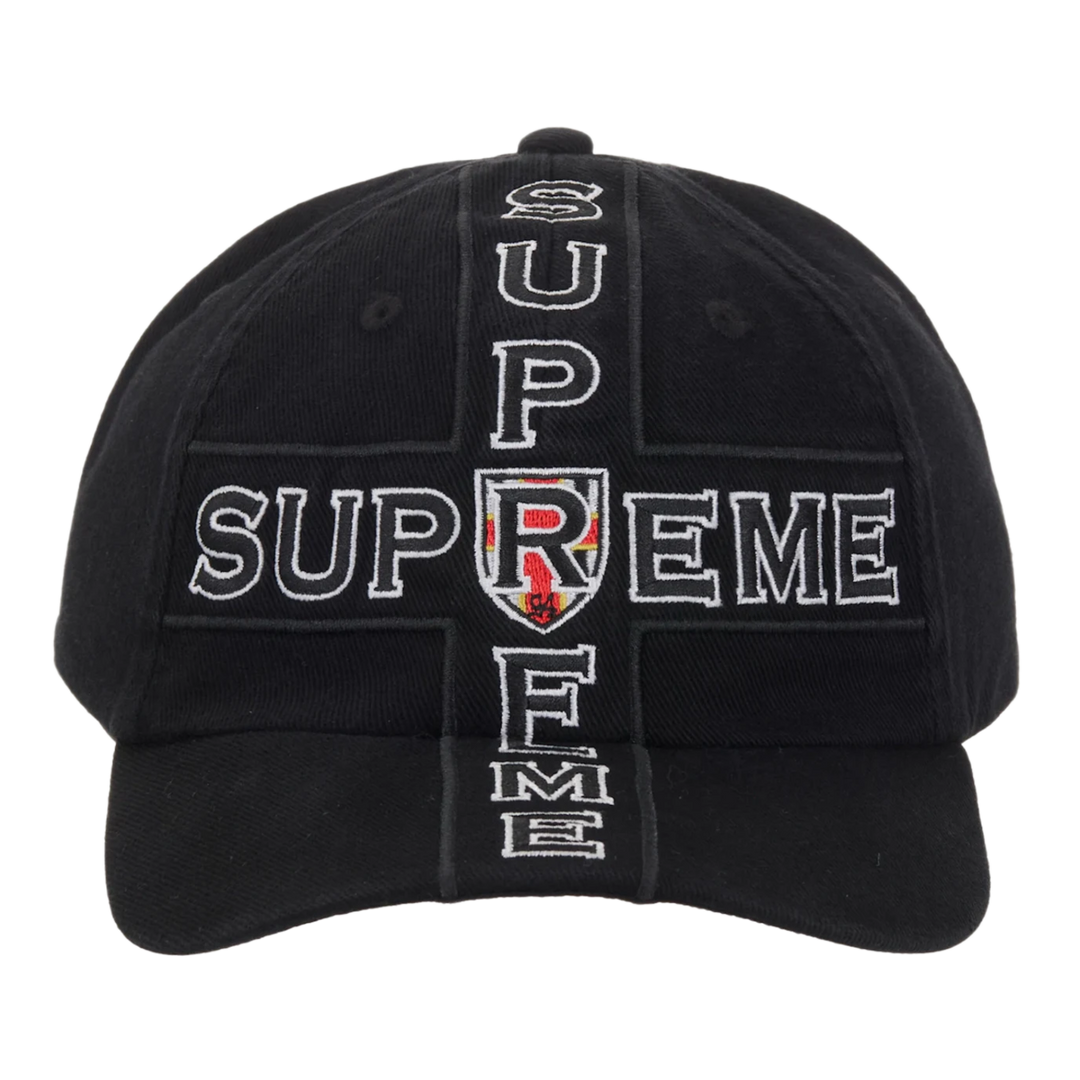Supreme 'Black' Cross Crest 6 Panel Hat
