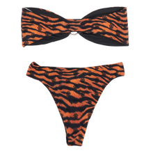 Chrome Hearts Dipped in Blue 'Orange Tiger' Bandeau Bikini Set