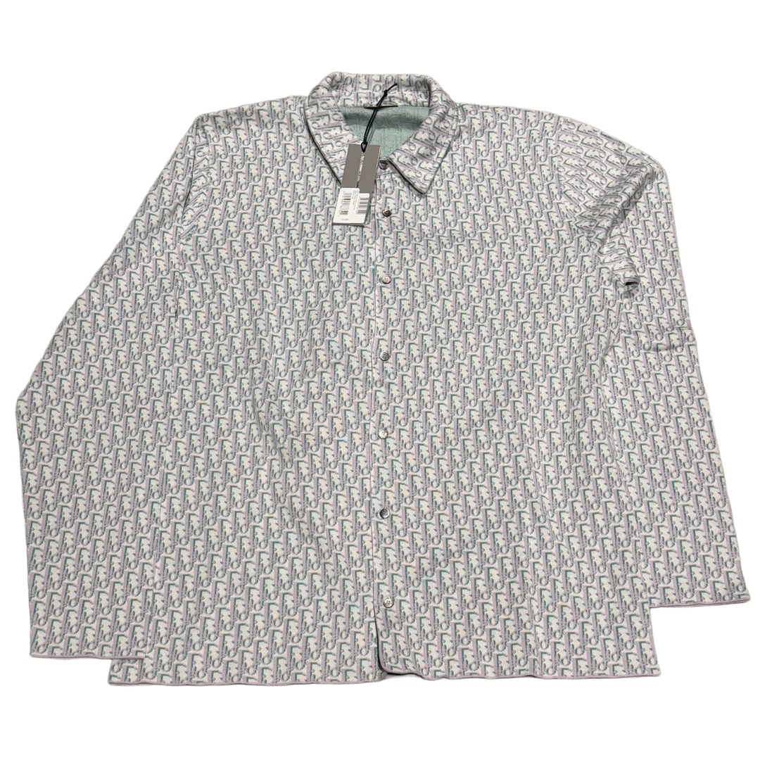 Dior 'White/Purple' Oblique Knit Button Up 