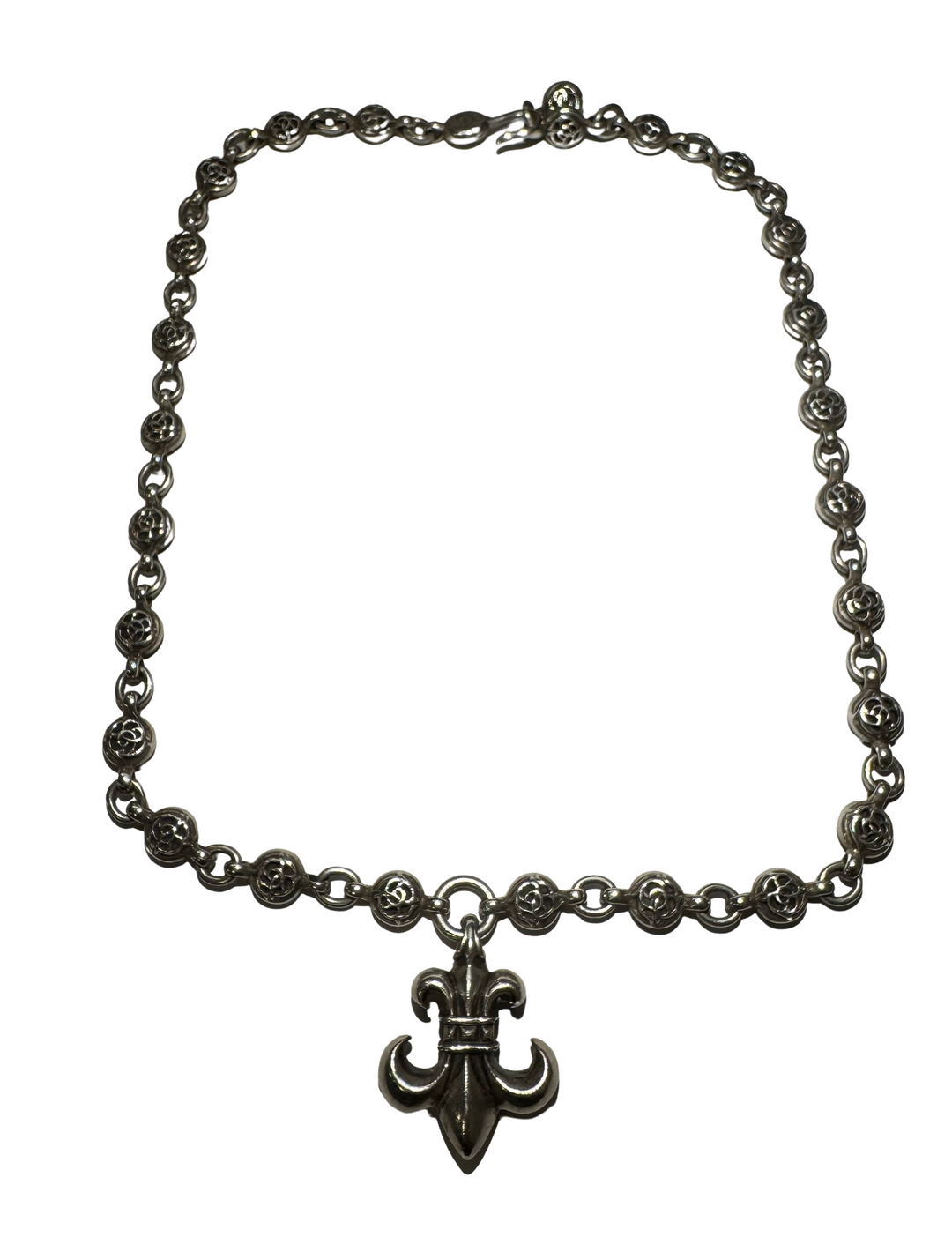 Chrome Hearts 'Fleur' Pendant Silver Fleur Ball 20 in Necklace