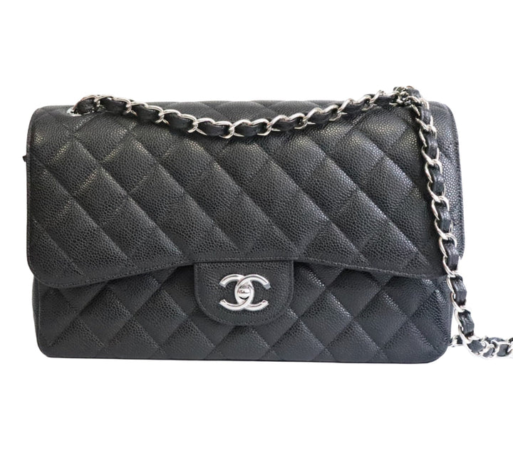 Chanel 'Black' Classic Caviar Jumbo Single Flap Bag