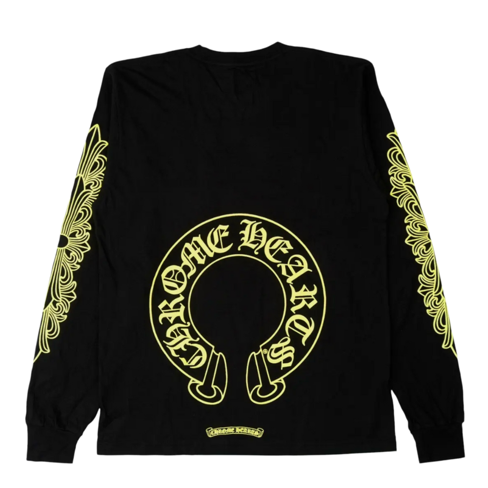 Chrome Hearts 'Neon Horseshoe' Floral Black Longsleeve Tee