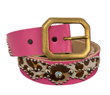 Studded 'Cow Hair Spider Gem' Pink Belt