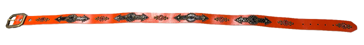 Studded 'Snakeskin Arrow Gem' Orange Belt
