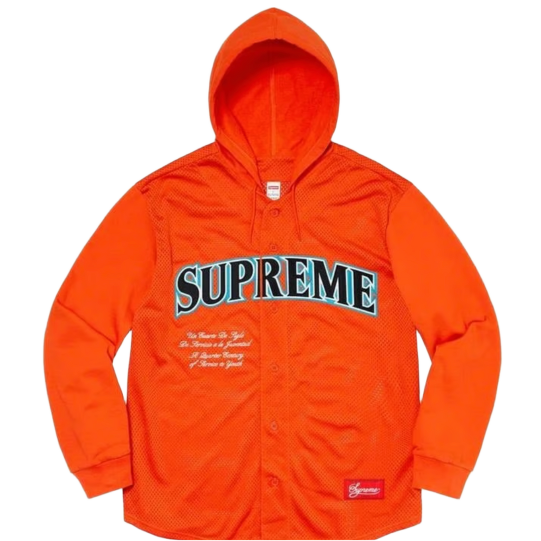 Supreme 'Orange Mesh' Baseball Jersey Hoodie