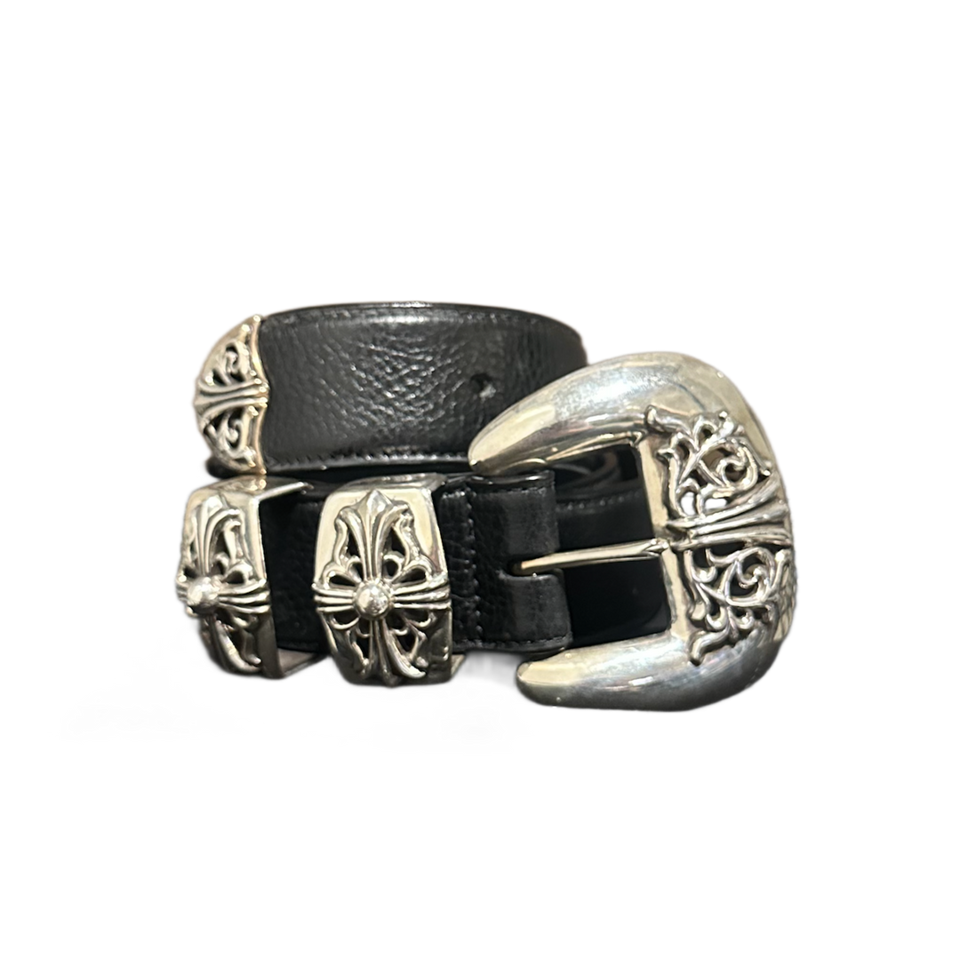 Chrome Hearts 'Black' Floral Cross 4 Peice Western Belt