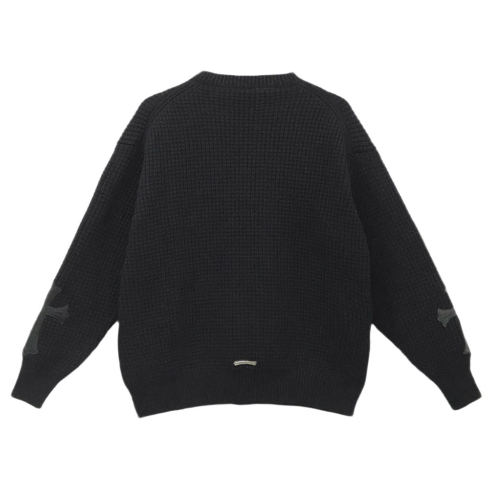 Chrome Hearts 'Black' Leather Patch Cashmere Sweater