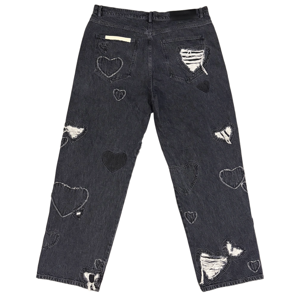 Nahmias 'Heart Patchwork Charcoal Wash & Distressed' Jeans