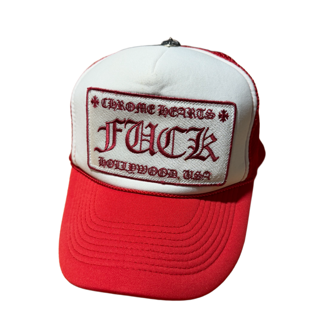 Chrome Hearts 'Fuck' Vintage Red Trucker Hat