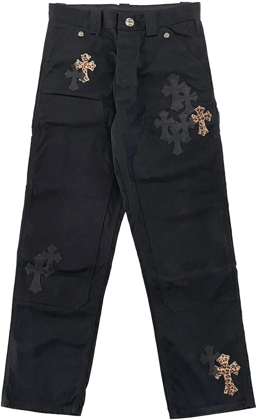 Chrome Hearts 'Leopard Patch' Black Carpenter Pants