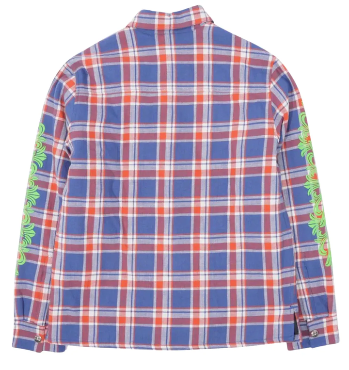 Chrome Hearts Blue/Red Padded Flannel Jacket Kids