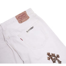 Chrome Hearts 'Cheetah Cross Patch' White Levi Jeans