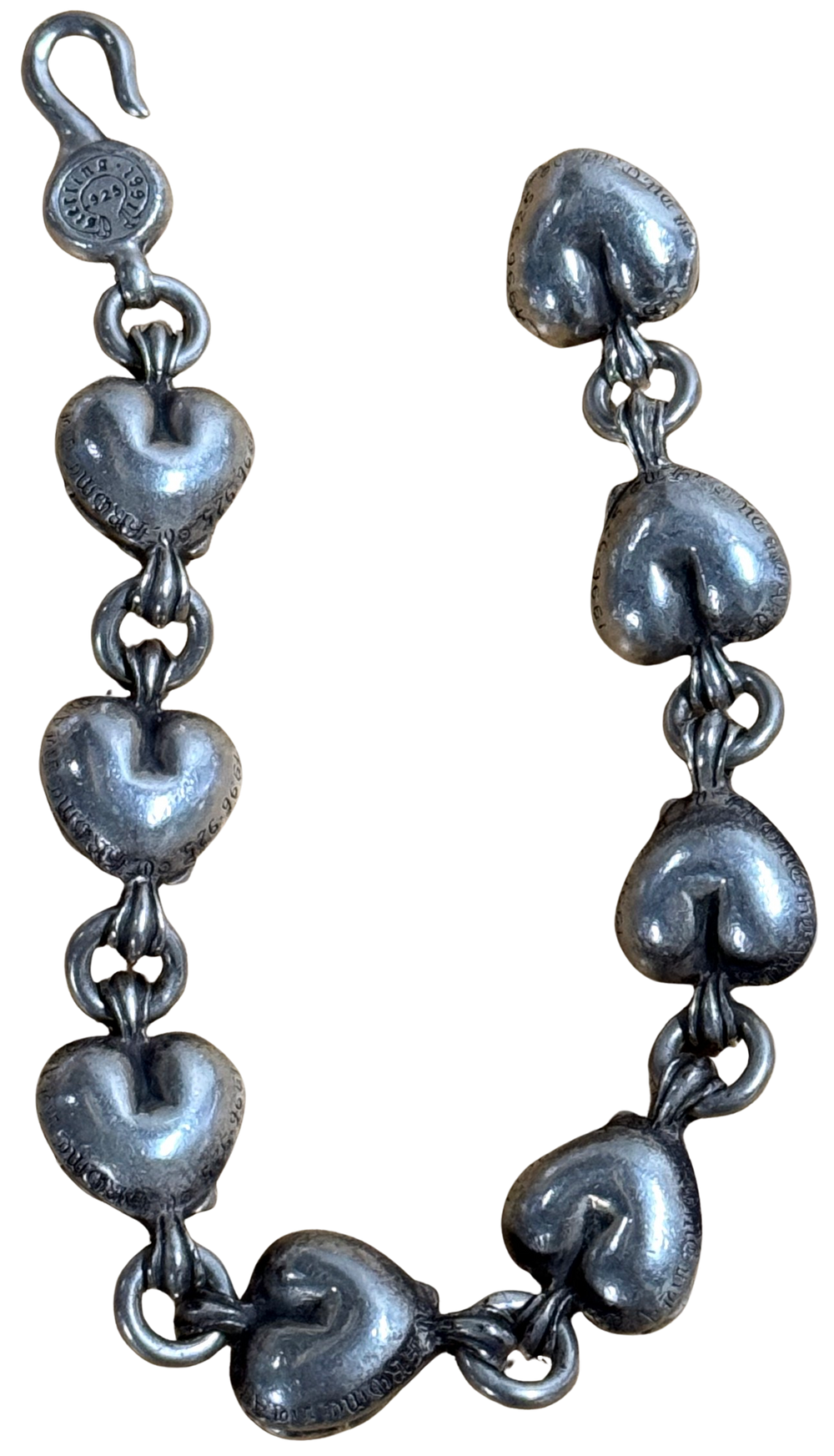 Chrome Hearts 'Floral Heart' 8.5in Silver Bracelet