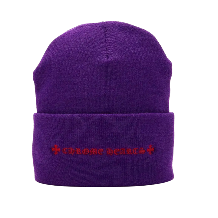 Chrome Hearts 'Triple Cross' Purple Beanie