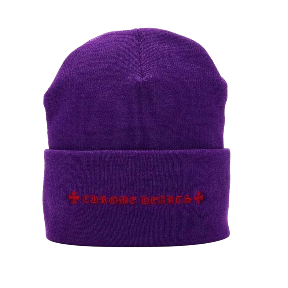 Chrome Hearts 'Triple Cross' Purple Beanie