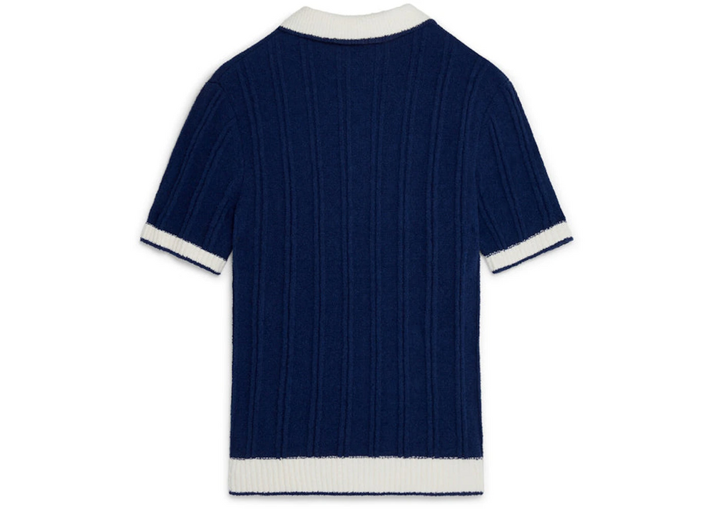 Casablanca 'Navy' Ribbed Knit Polo Shirt