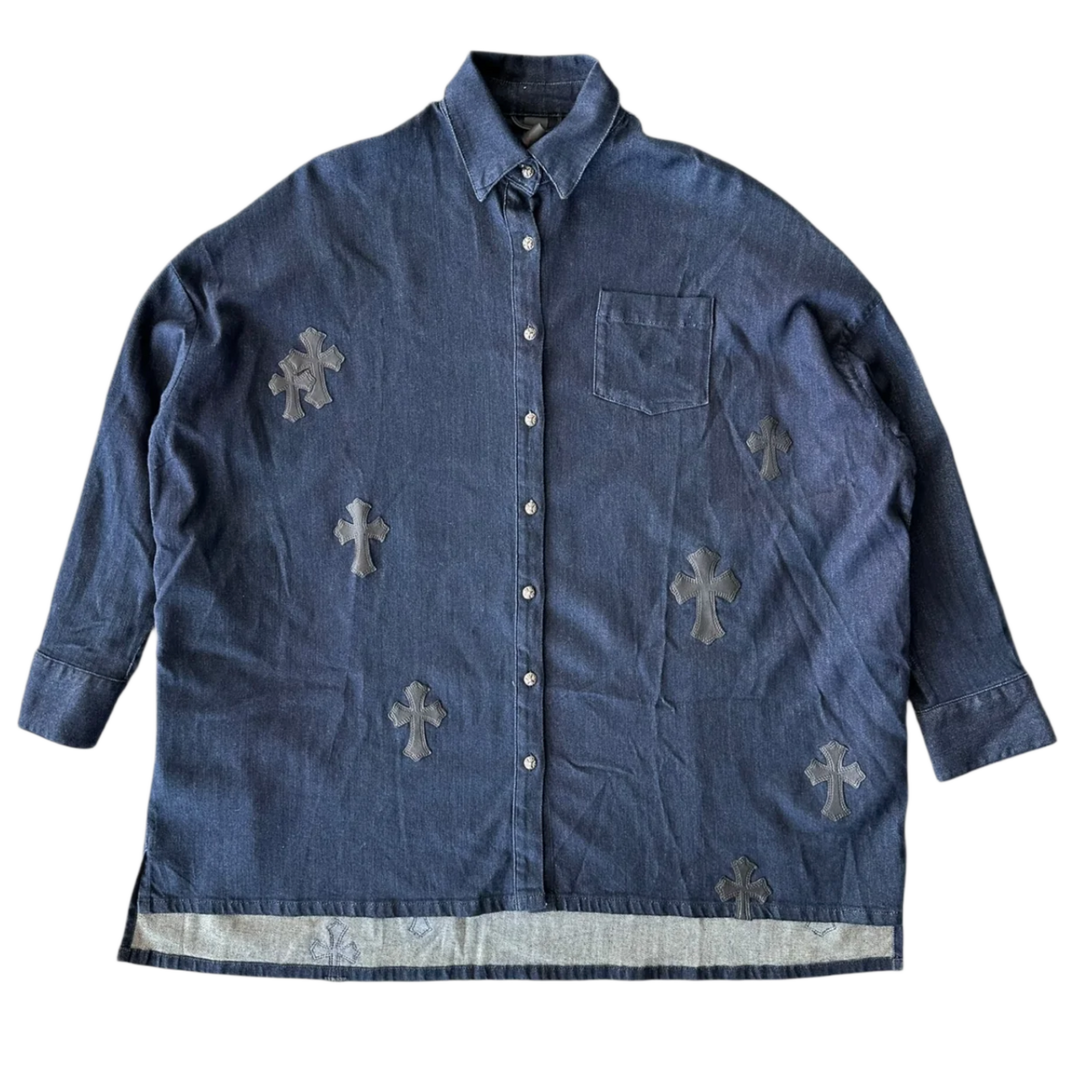 Chrome Hearts 'Mahal Kita Cross Patch' Oversized Button Up Shirt