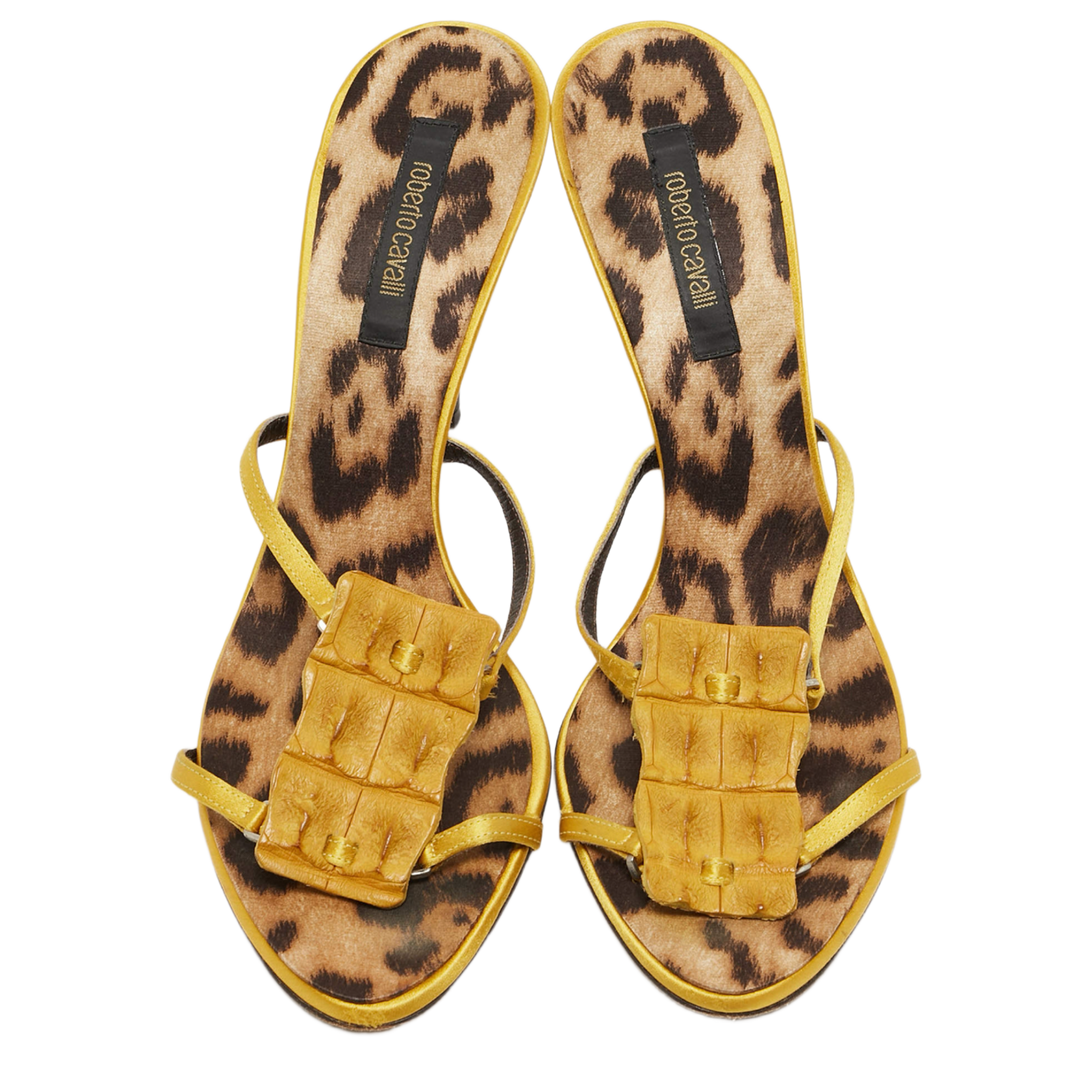 Roberto Cavalli 'Yellow' Crocodile 3In. Heels
