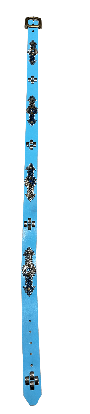 Studded 'Gradient Blue Snakeskin Arrow' Baby Blue Belt