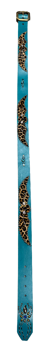 Studded 'Cheetah Hair' Spider Gem Teal Belt