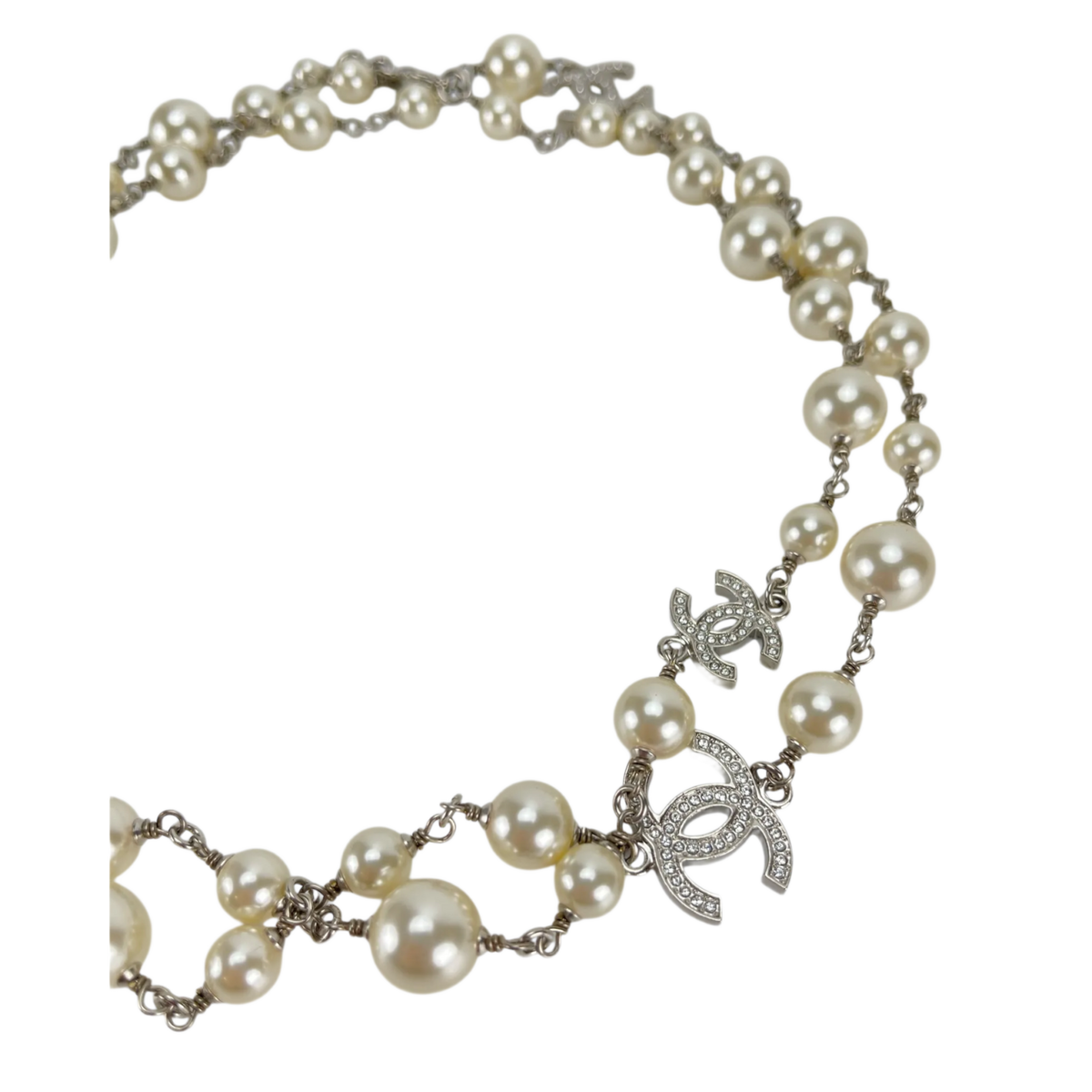 Chanel Graduated Pearl Crystal Long Necklace