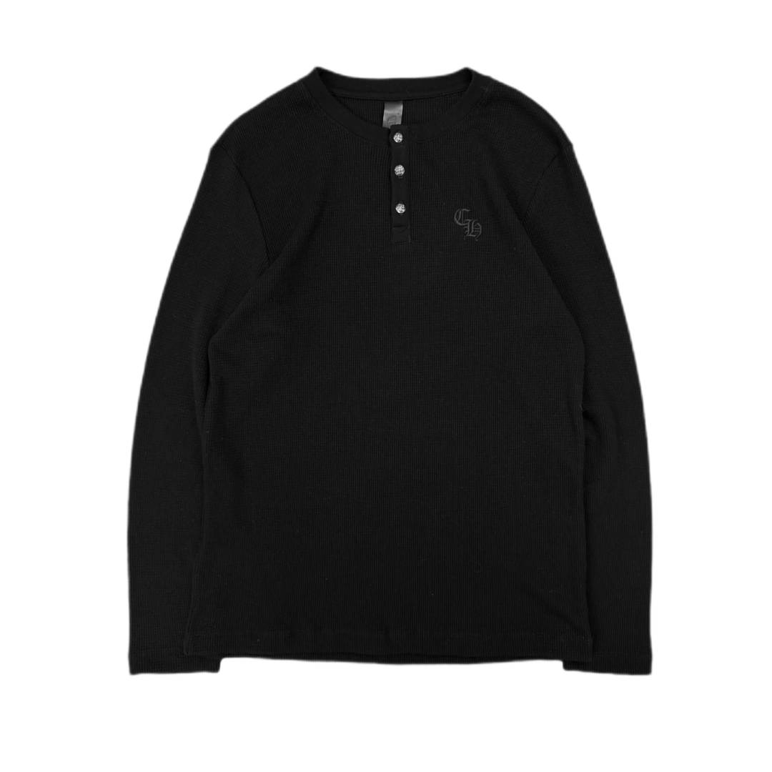 Chrome Hearts CH Embroidered Black Thermal Longsleeve Henley