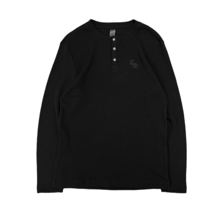 Chrome Hearts CH Embroidered Black Thermal Longsleeve Henley