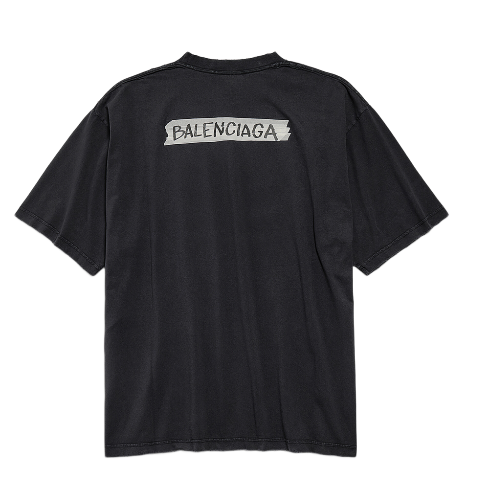 Balenciaga 'Masking Tape Logo' Black Tee