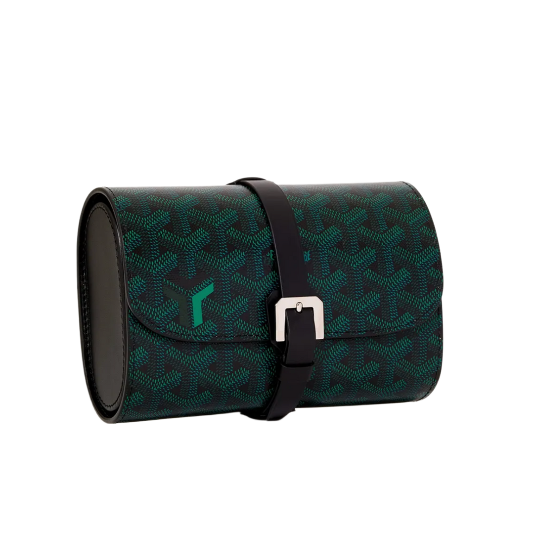 Goyard 'Ever Green & Calfskin' Double Travel Watch Case