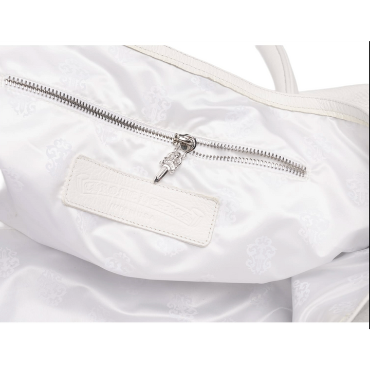 Chrome Hearts Fleur Patch White Leather Tote Bag