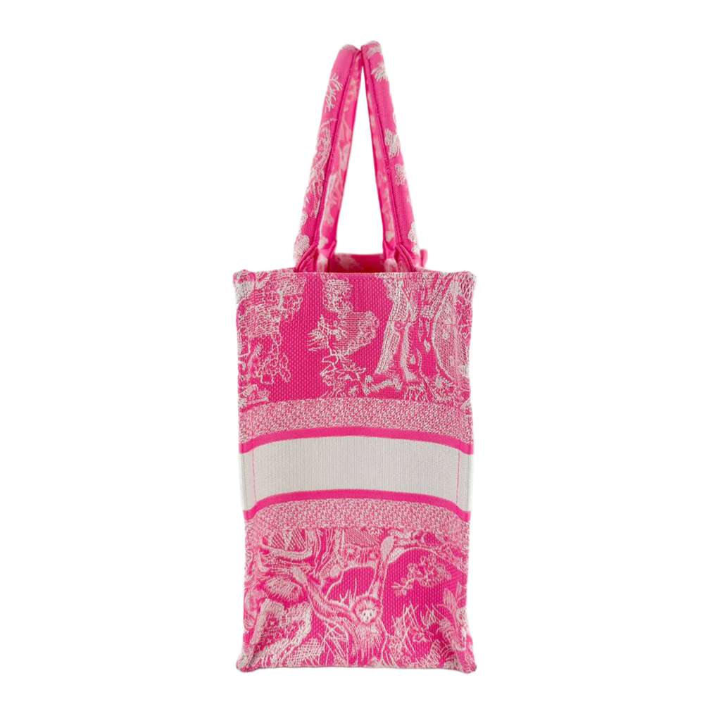 Christian Dior 'Neon Pink' Medium Dway Toile De Jouy Embroidered Book Tote