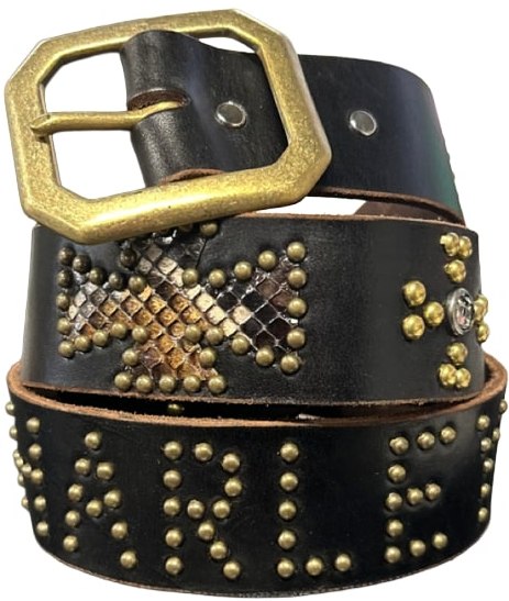 Studded 'Brown Snakeskin' Cross Harley Davidson Belt