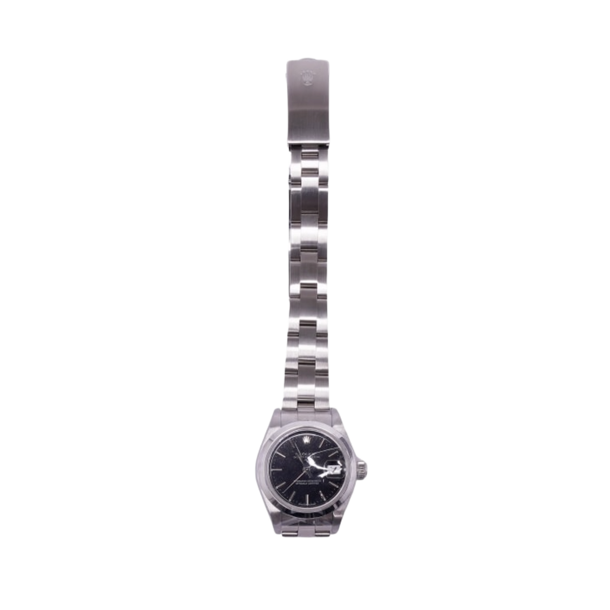 Rolex Datejust 'Black Dial' 26 Smooth Bezel Stainless Steel Oyster Bracelet Ladies Watch 69160