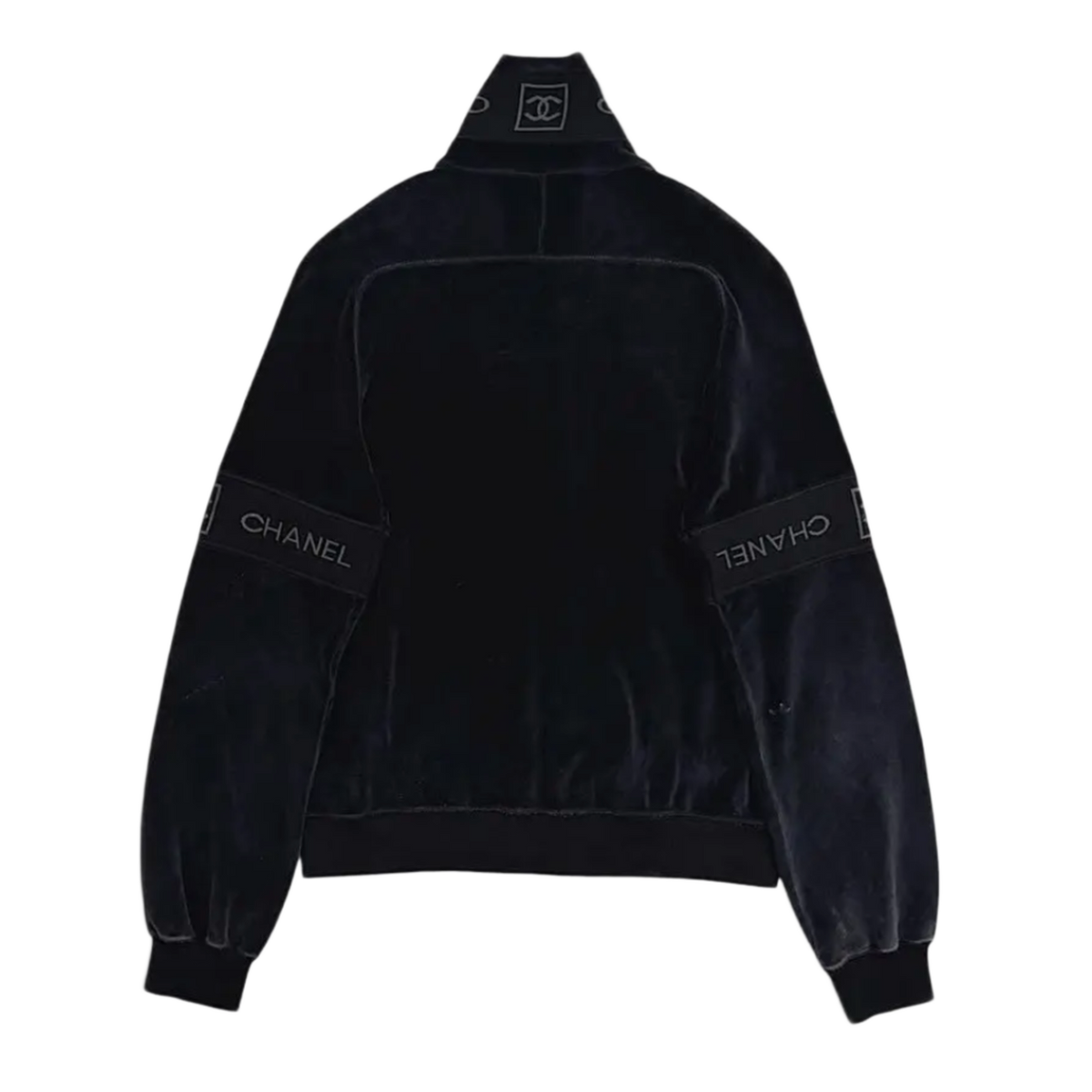 Chanel 'Black' Women's CC Logo Velvet Sweater