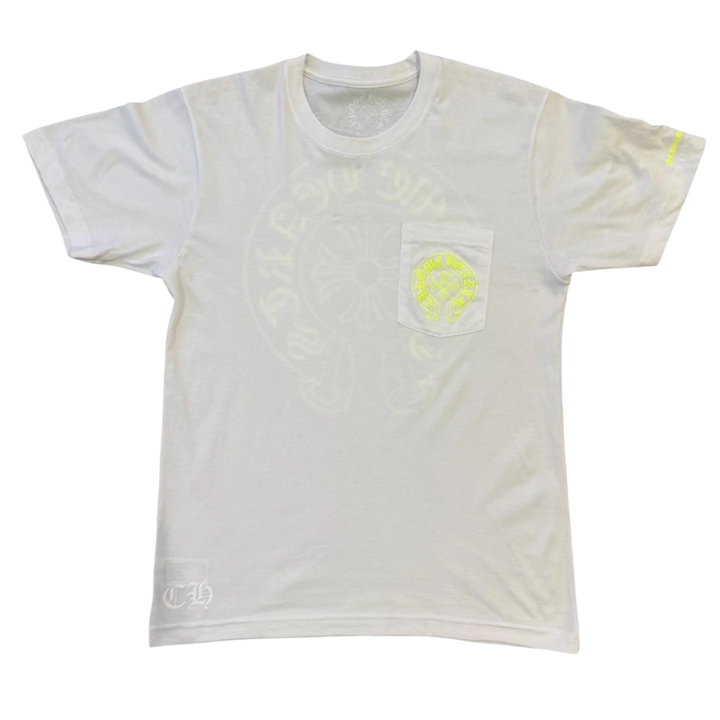 Chrome Hearts 'Neon Horseshoe Logo' White Pocket Tee