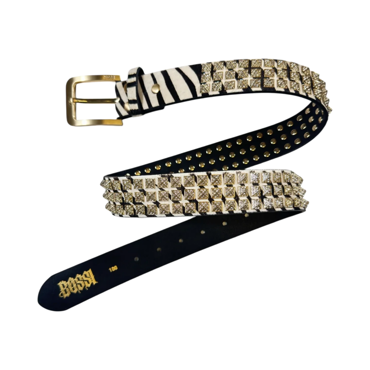 Bossi 'Gold on Zebra' Studded Belt