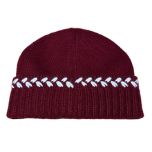 Chanel 'Burgundy & White Chain' Cashmere Beanie