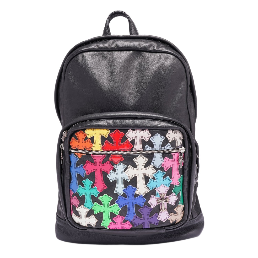 Chrome Hearts 'Multicolor Cross' Black Leather Backpack